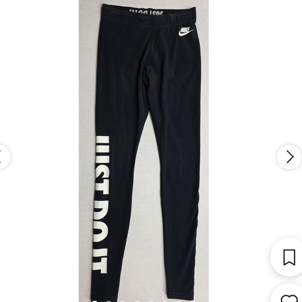 Nike Black Leggings with White JUST DO IT Side Print